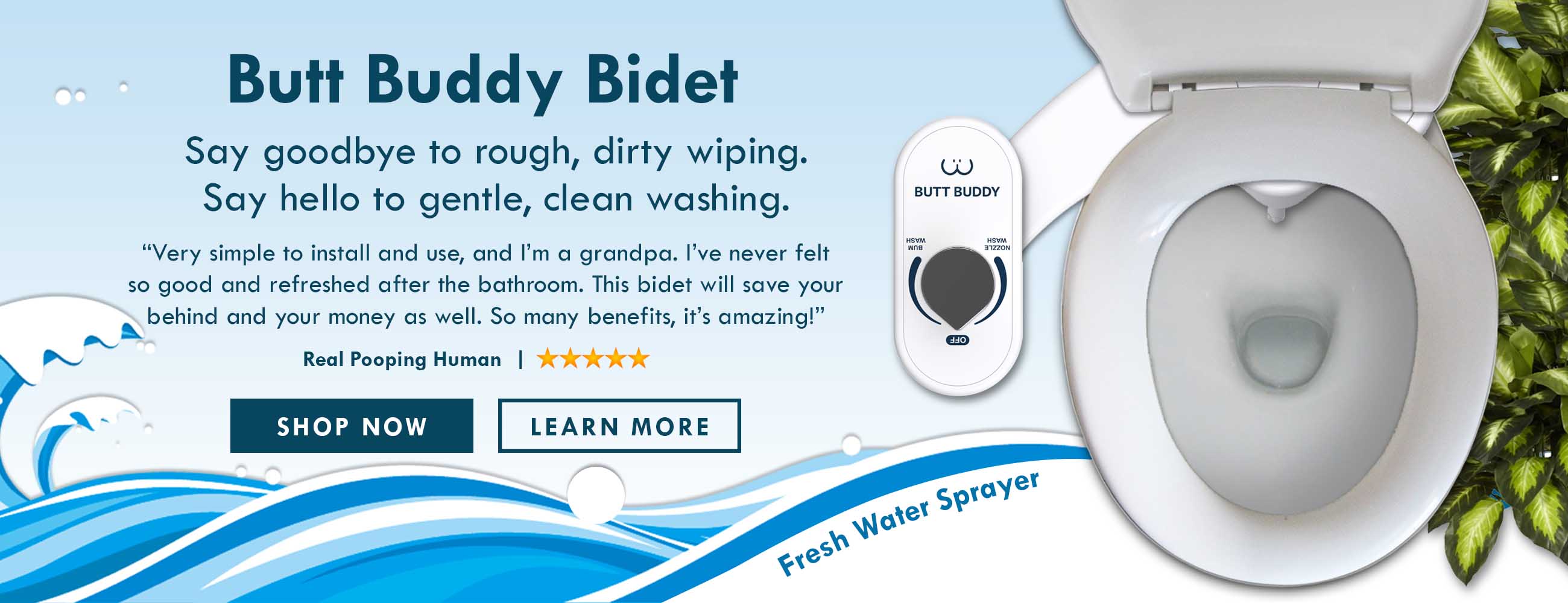 BUTT BUDDY - Bidet Toilet Seat Attachment & Fresh Water Sprayer
